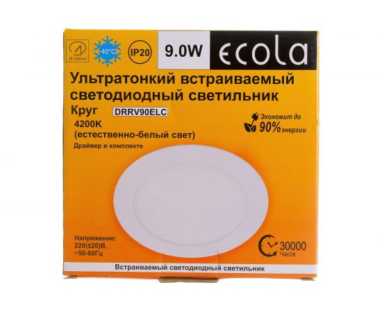Встраиваемый светильник Ecola LED downlight Круглый даунлайт с драйвером 9W 220V 4200K 145x20 DRRV90ELC – изображение 5