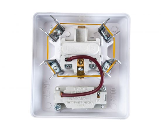 Розетка с заземлением 16A, 250В и выключателем 10А, 250В NE-AD IP20 Белый 1001-A – изображение 6