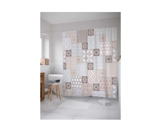 Штора (занавеска) для ванной JoyArty ""Орнамент из плитки"" из сатена, 180х200 см с крючками, sc_15422 – изображение 8