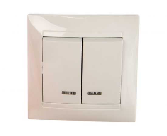 Двухклавишный выключатель TDM с подсветкой, белый Лама SQ1815-0005 