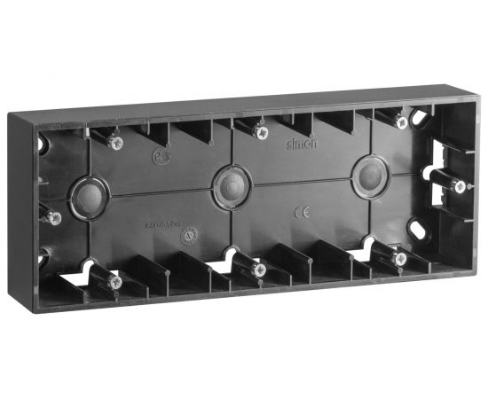 Монтажная коробка Simon для накладного монтажа, 3 поста, графит 1590753-038 