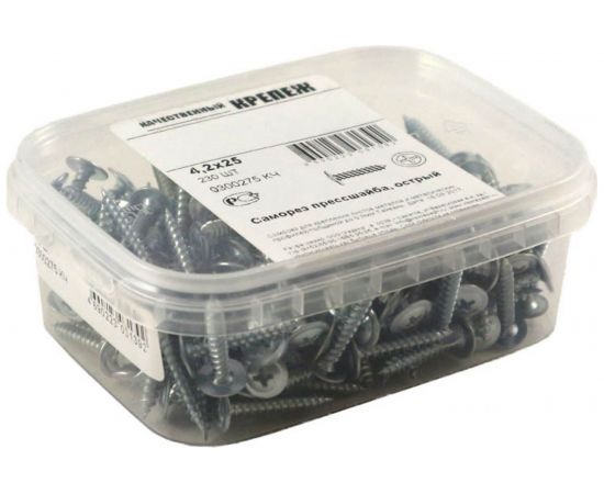 Саморез с прессшайбой Качественный Крепеж 4,2х25 острый 230 шт 0300275 КЧ 