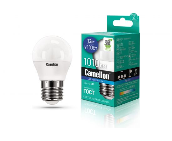 Светодиодная лампа Camelion LED12-G45/865/E27 12Вт 220В 13698 