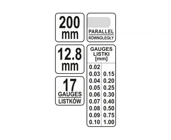 Измерительные щупы YATO 200мм 17шт. 0,02-1мм YT-7221 – изображение 3
