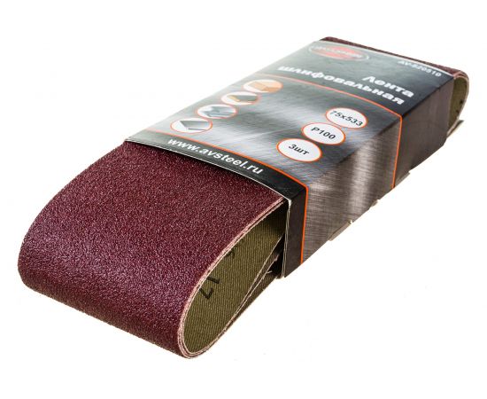 Лента шлифовальная (3 шт; 75х533 мм; Р100) AV Steel AV-820510 – изображение 3