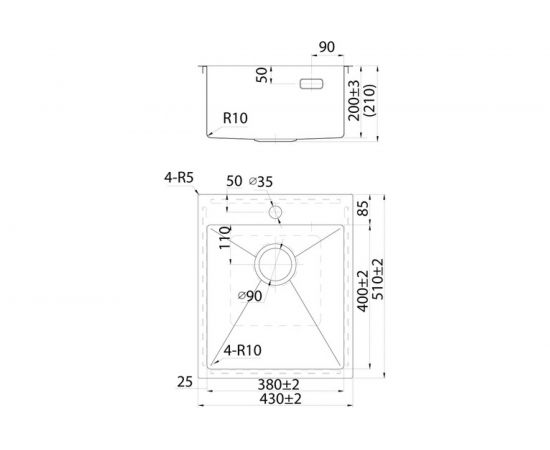Мойка из нержавеющей стали IDDIS Haze сатин, 430х510 HAZ43S0i77 – изображение 4