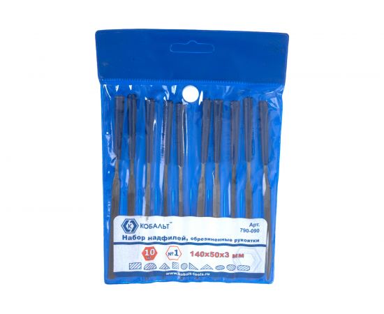 Набор надфилей № 1, 140х 50х3 мм, обрезиненные рукоятки 10 шт. чехол КОБАЛЬТ 790-090 – изображение 4