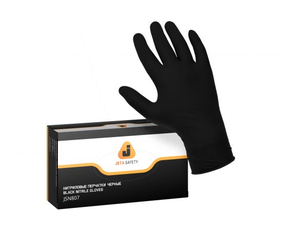 Нитриловые перчатки Jeta Safety черные, размер L/9, 100 шт, JSN809/L/УПАК 