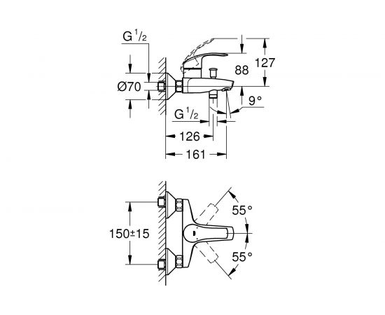 Смеситель для ванны GROHE ESM 2015 33300002 – изображение 2