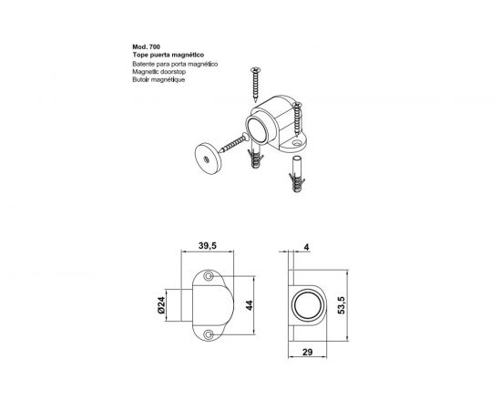 Дверной магнитный стопор Amig никель 8384 – изображение 2