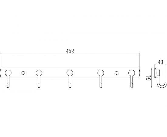 Планка с 5 крючками Savol хром S-05205B 23190 – изображение 2