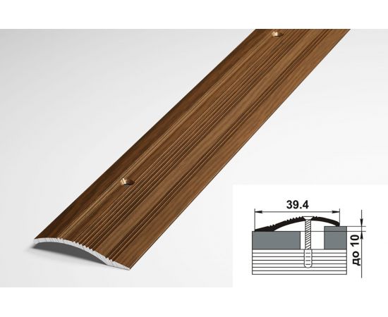 Порог разноуровневый алюминиевый декоративный (39,4 мм, 1,8 м, Дуб темный) ЛУКА 00000001895 – изображение 2