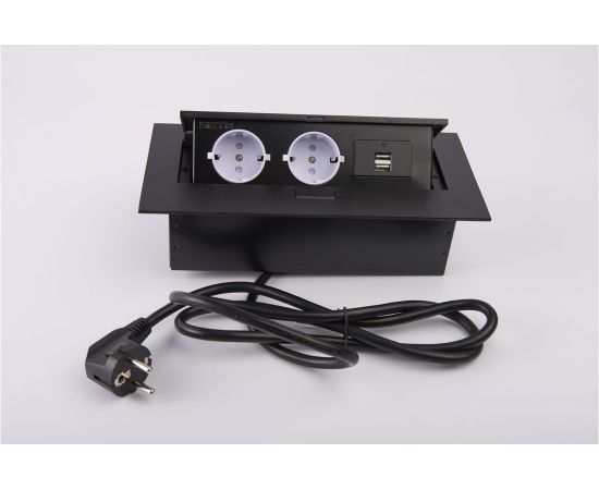 Выдвижной встраиваемый розеточный блок SETE на 2 EURO розетки и 2 USB SBT-2UC-20 – изображение 2