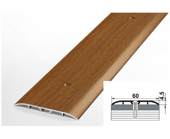 Порог прямой алюминиевый декоративный (60 мм, 1,35 м, Орех) ЛУКА УТ000012438 – изображение 2