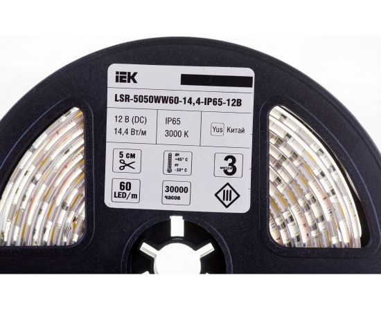 Лента IEK LED 3м LSR-5050WW60-14, 4-IP65-12В LSR2-1-060-65-3-03 – изображение 3