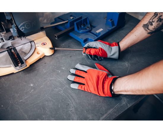 Трикотажные перчатки Jeta Safety Motor красный/серый JLE621-7/S – изображение 5