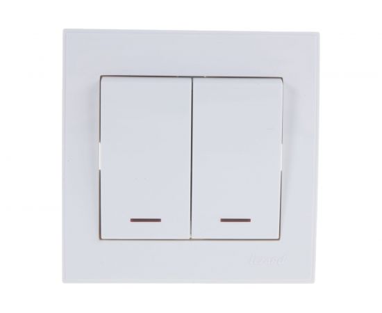 Двойной выключатель с подсветкой LEZARD RAIN белый 703-0202-112 