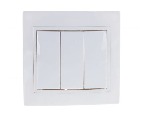 Трехклавишный выключатель IEK ВС10-3-0-КБ, 10А, КВАРТА, белый EVK30-K01-10-DM 