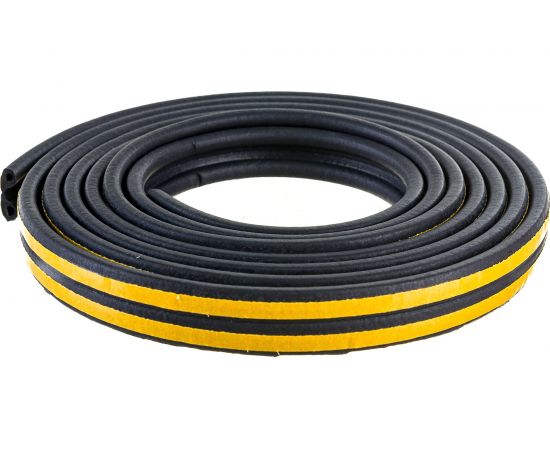 Самоклеящийся уплотнитель для дверей и окон ТДВ Р профиль, 9х5,5 мм, черный 1502012 