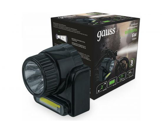 Налобный фонарь Gauss модель GFL309 6W 180lm Lead acid 800mAh LED 1/12/72 GF309 