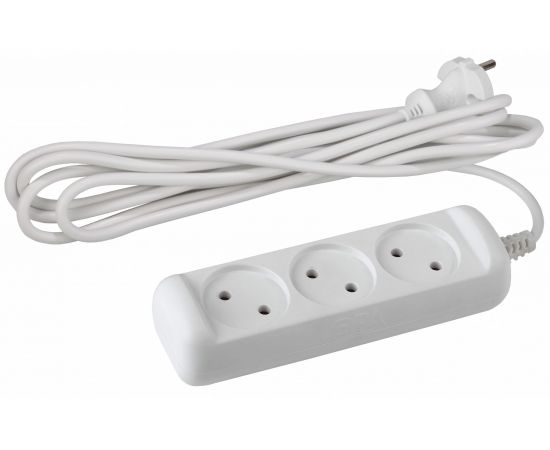 Удлинитель ЭРА U-3-7m Россия без зазeмления, 2х1мм2, 10А, ПВС, 3гн, 7м Б0028357 