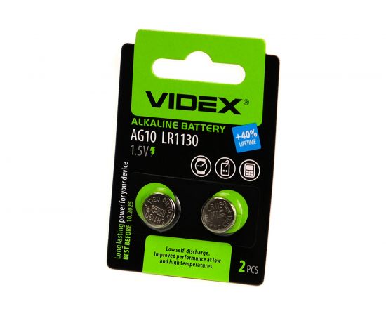Щелочная/алкалиновая батарейка VIDEX AG10/389/1130 2 штуки на блистере VID-AG10-2BC 