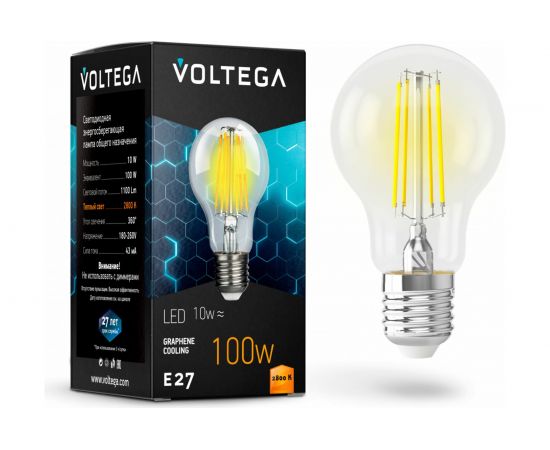 Светодиодная лампа VOLTEGA ЛОН Е27 2800К 10W Графен 7102 
