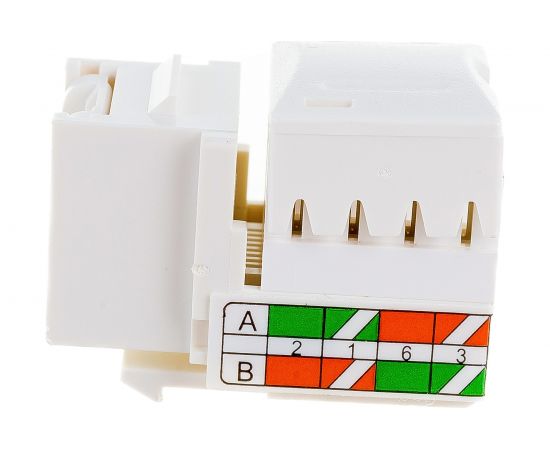Модуль Keystone LANMASTER RJ45, кат.6, UTP, 90 градусов, белый, LAN-OK45U6/90P-WH 