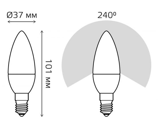 Лампа Gauss Свеча 7W 550lm 6500К E14 шаговое диммирование LED1/10/100 103101307-S – изображение 2