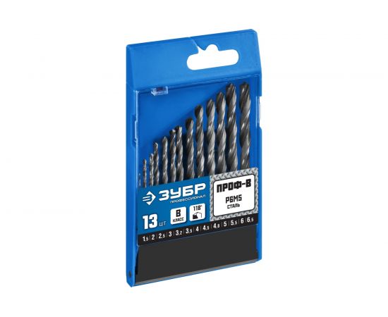 Набор сверл по металлу Проф-В 1.5-6.5 мм, 13 шт. Зубр 29621-H13 – изображение 3