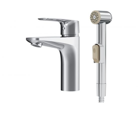 Смеситель AM.PM Gem для умывальника с гигиеническим душем излив 99 мм хром F90A03000 – изображение 3