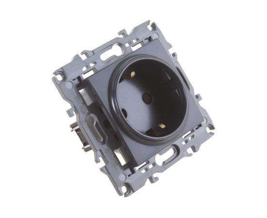 Розетка ЭРА Elegance 2P+E Schuko, 16A-250В, IP20, антрацит 14-2101-05 Б0034269 – изображение 3