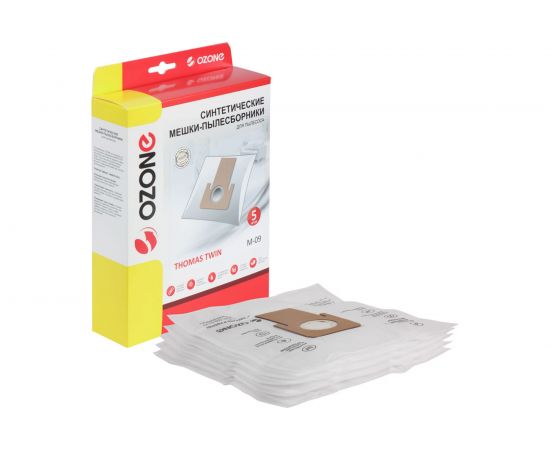 Мешки-пылесборники оригинальные синтетические (5 шт.) OZONE classic Thomas Twin M-09 – изображение 4