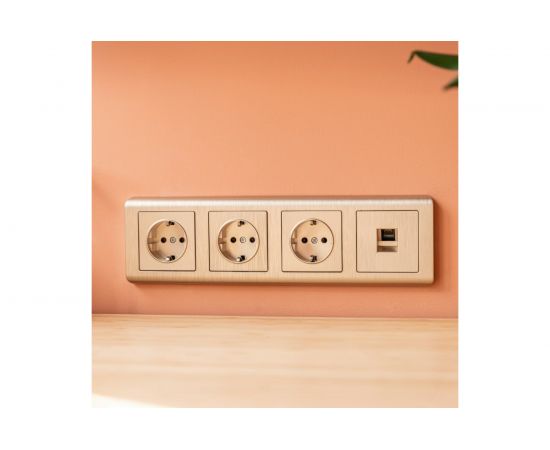 Розетка WERKEL, W1171010, с заземлением, шампань, рифленый a051434 – изображение 4