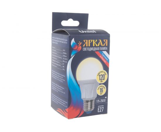 Светодиодная лампа Uniel Форма А, матовая LED-A60 16W/3000K/E27/FR PLP01WH UL-00005033 – изображение 4