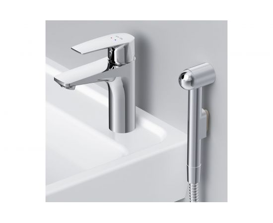 Смеситель AM.PM Gem для умывальника с гигиеническим душем излив 99 мм хром F90A03000 – изображение 5