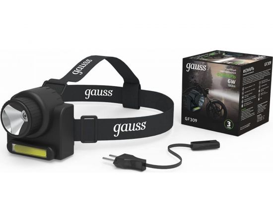 Налобный фонарь Gauss модель GFL309 6W 180lm Lead acid 800mAh LED 1/12/72 GF309 – изображение 5