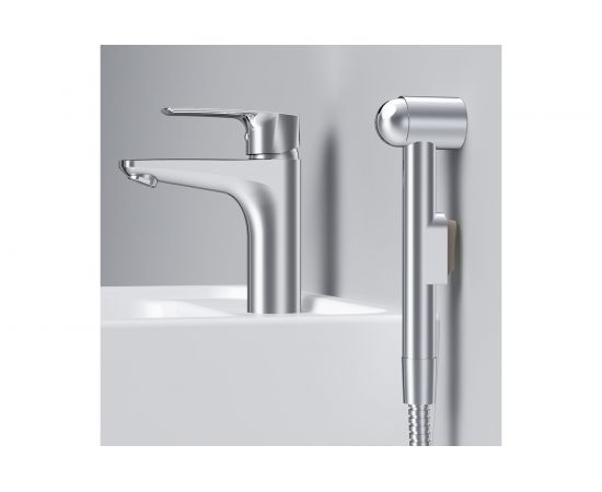 Смеситель AM.PM Gem для умывальника с гигиеническим душем излив 99 мм хром F90A03000 – изображение 6