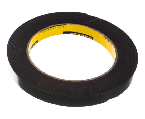 Клейкая монтажная лента STAYER "Profi" на вспененной основе черная 12 мм х 5 м 12233-12-05 