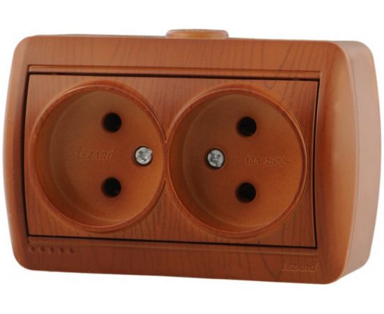 Двойная розетка Lezard NATA, без заземления, закрытый корпус, керамика, сосна, 710-0800-128 