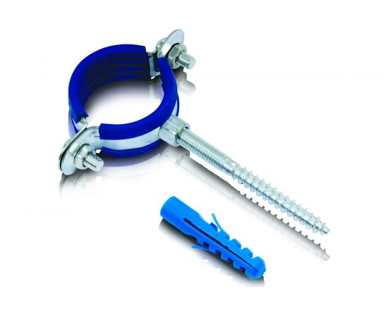 Металлический сантехнический хомут для труб 50 Blue Ocean шуруп и дюбель в компл. PPRF/MSHTS 50 