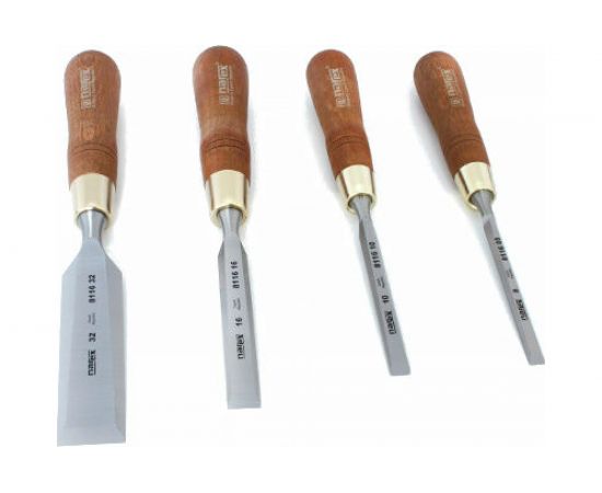 Набор из 4 плоских стамесок с ручкой NAREX WOOD LINE PLUS 8, 10, 16, 32 мм 863202 