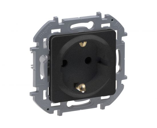 Розетка Legrand 2К+З со шторками - немецкий стандарт - 16 А - 250 В - INSPIRIA - антрацит 673733 