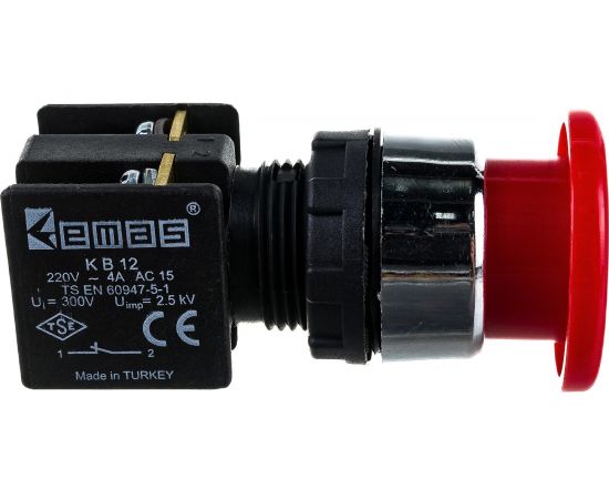 Кнопка Emas красная грибовидная 1НЗ KB12MK 