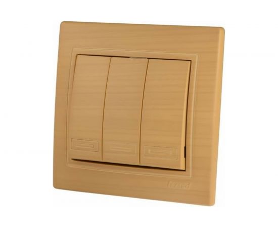 Тройной выключатель Lezard MIRA ясень 701-4747-109 