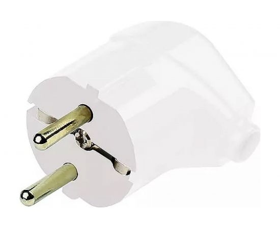 Угловая вилка Smartbuy с заземлением, белая, 16А, 250В SBE-16-P02-w 