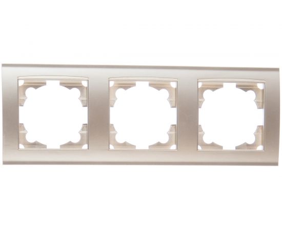 Рамка UNIVersal Бриллиант 3-х местная, горизонтальная, серебро 7949735 