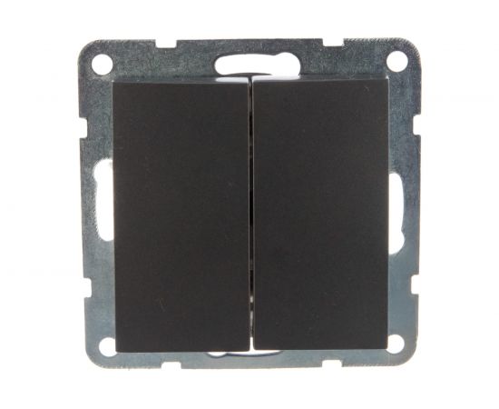 2-клавишный переключатель LK Studio с двух мест, схема 6+6, 16 A, 250 B, черный бархат 861308-1 – изображение 2