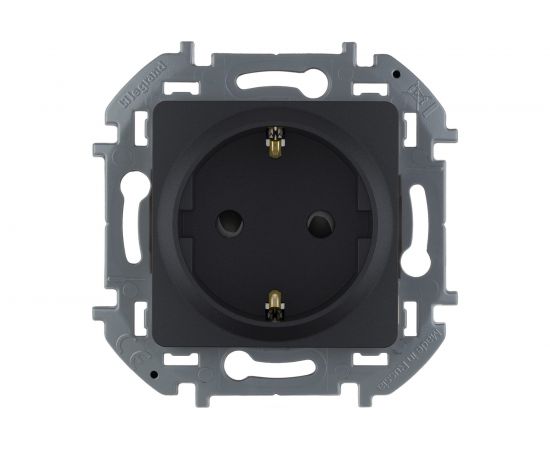 Розетка Legrand 2К+З со шторками - немецкий стандарт - 16 А - 250 В - INSPIRIA - антрацит 673733 – изображение 2