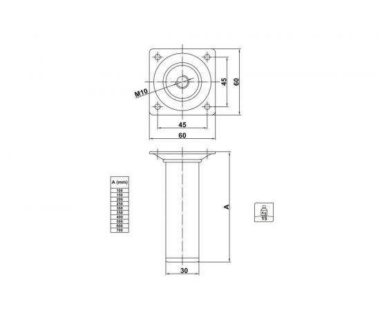 Мебельная ножка Amig серебро 9851 – изображение 2